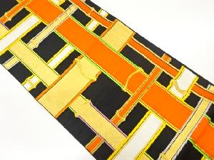 竹格子模様織出し袋帯